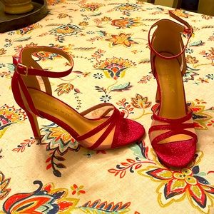 sparkling pink Allegra K. high heel open toe stilletos